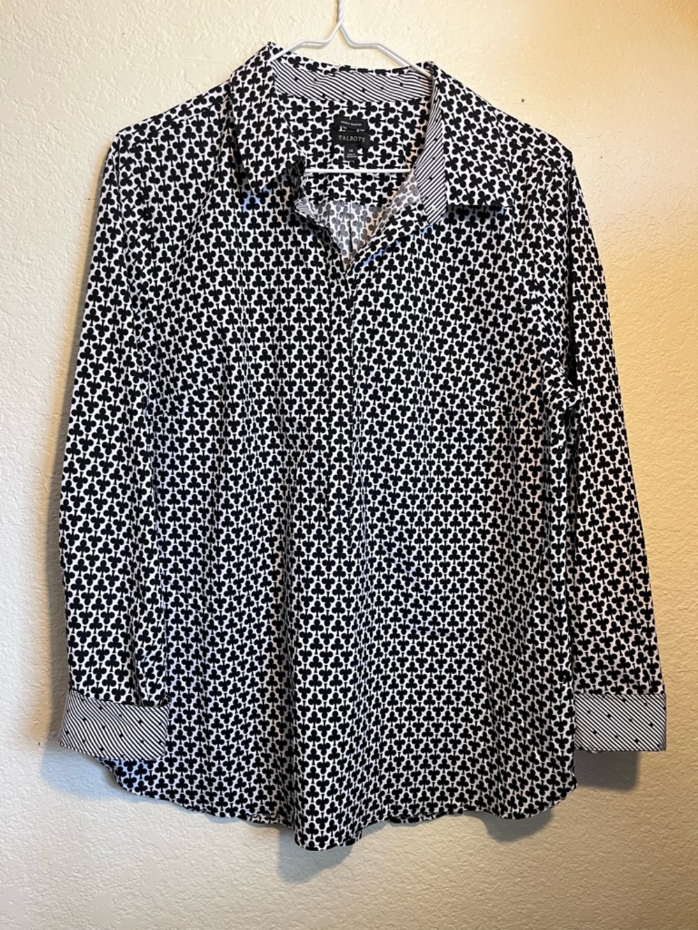 Talbots Black & White Geometric Button-Down Shirt